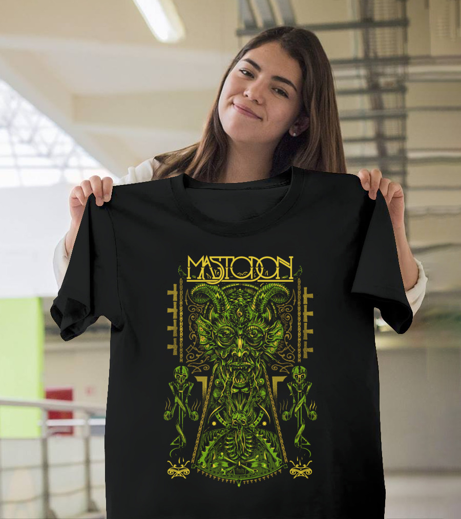 Mastodon Green Demonic Creature With Horns And Mystical T-Shirt