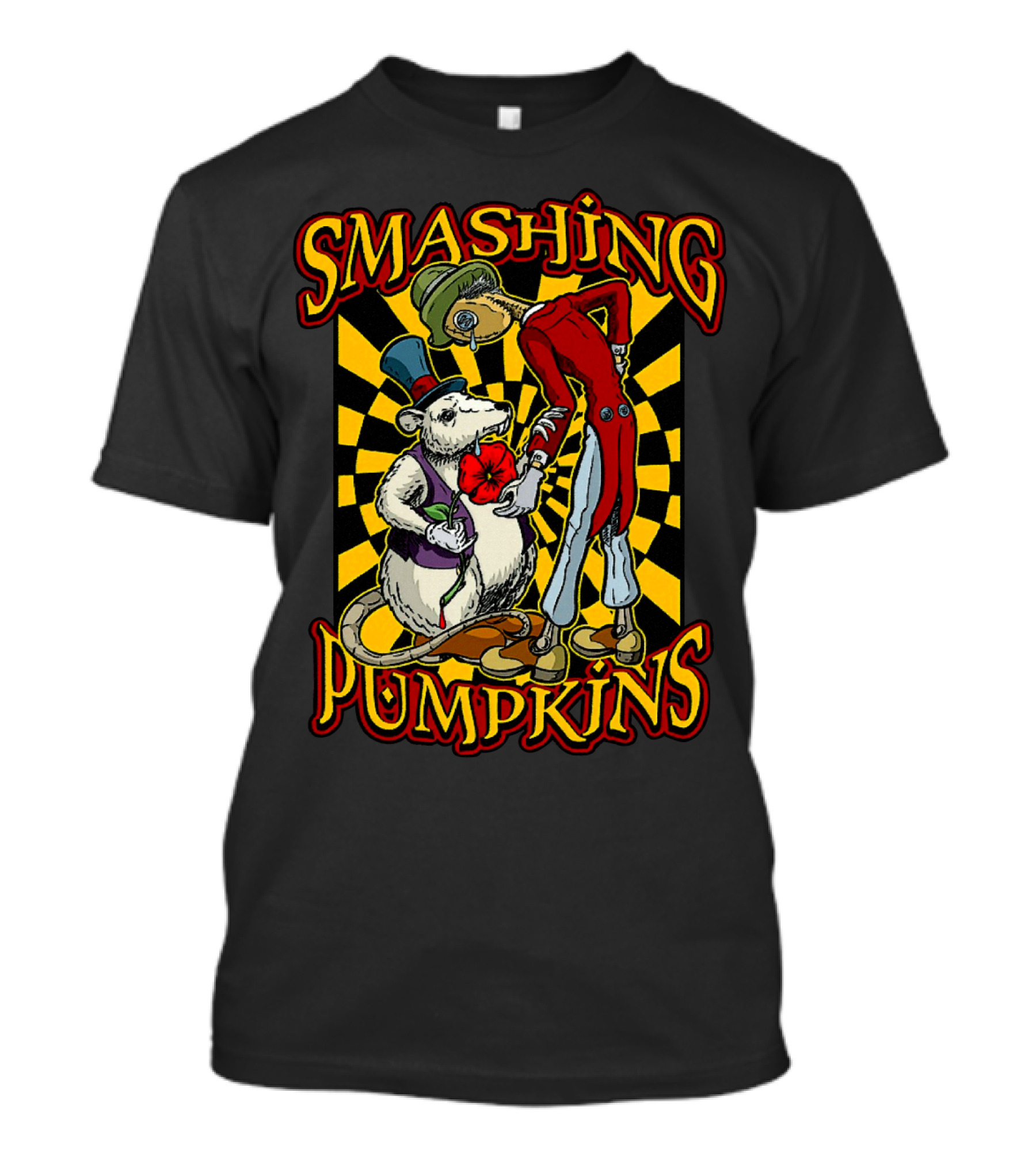 Smashing Pumpkins Alice In Wonderland Style Mad Hatter And White Rabbit T-Shirt