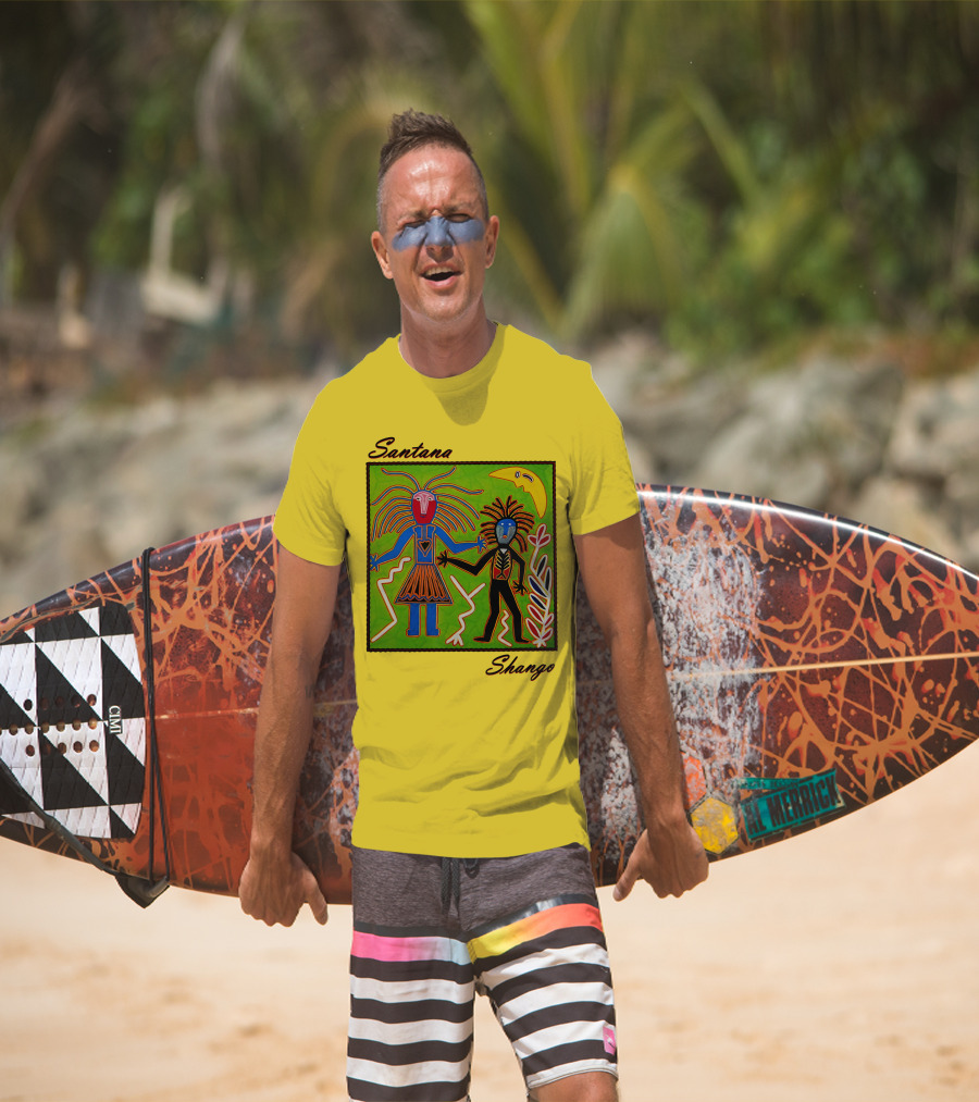 Santana Shango Colorful Tribal Art With Moon And Figures T-Shirt