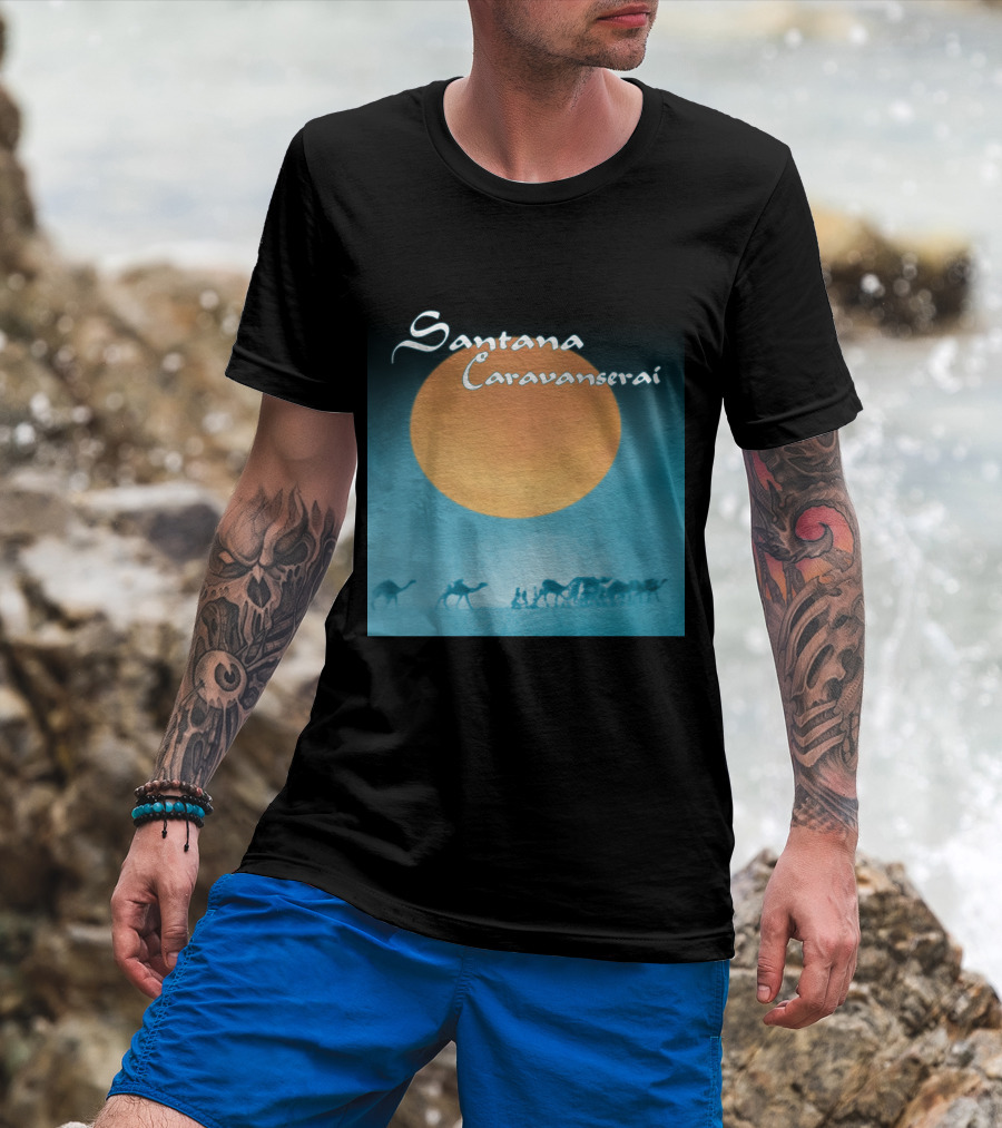 Santana Caravanserai Desert Caravan Under Orange Moon T-Shirt