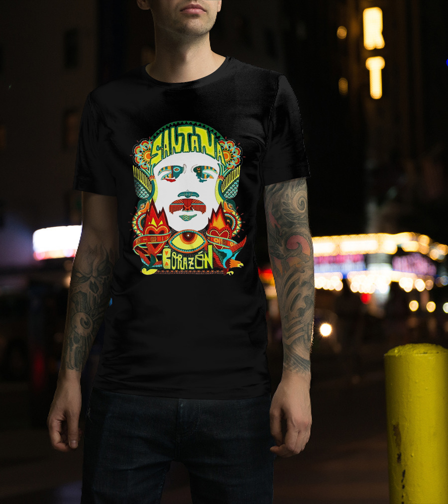 Santana Corazón Psychedelic Art Face T-Shirt