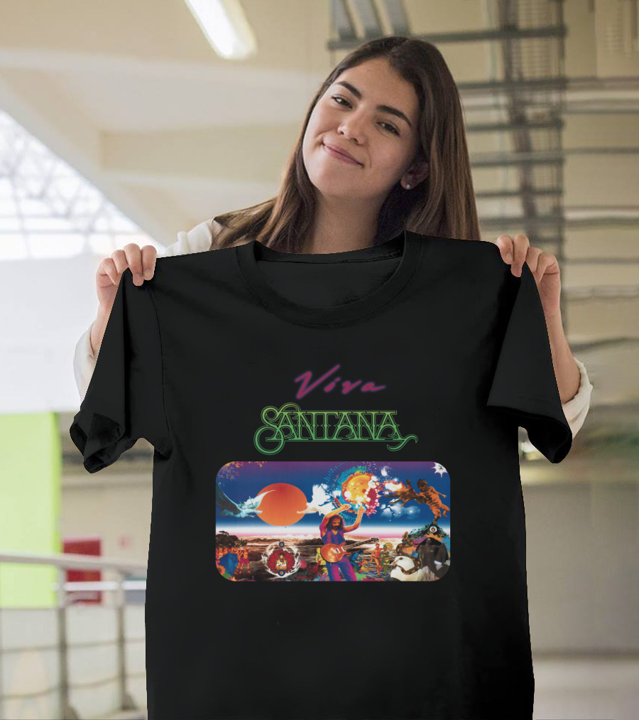 Viva Santana Psychedelic Artwork Collage T-Shirt
