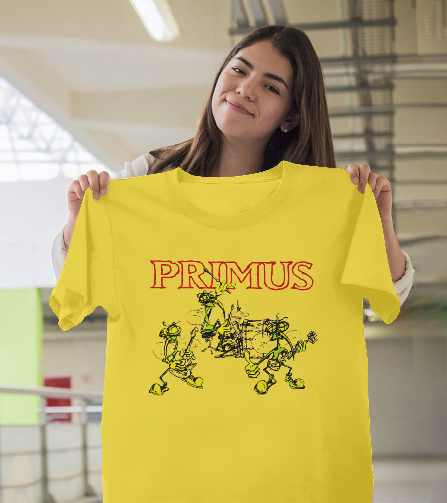 Primus Iconic Cartoon Figures With Red Title T-Shirt