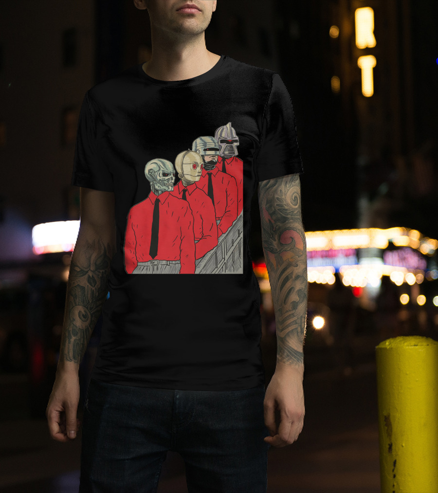 Robots In Red Shirts Black Ties T-Shirt