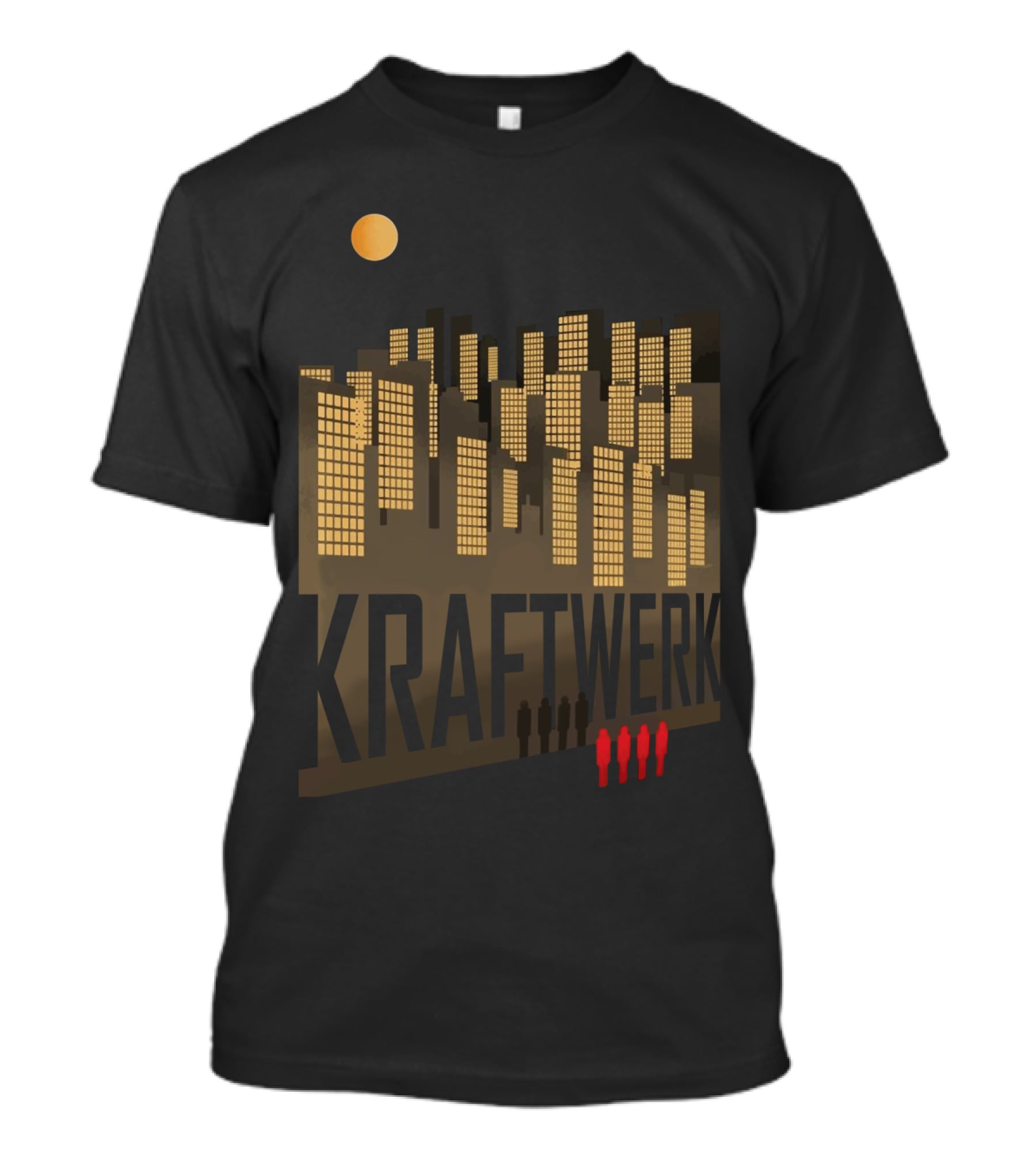 Kraftwerk Cityscape With Moon And Four Silhouettes T-Shirt