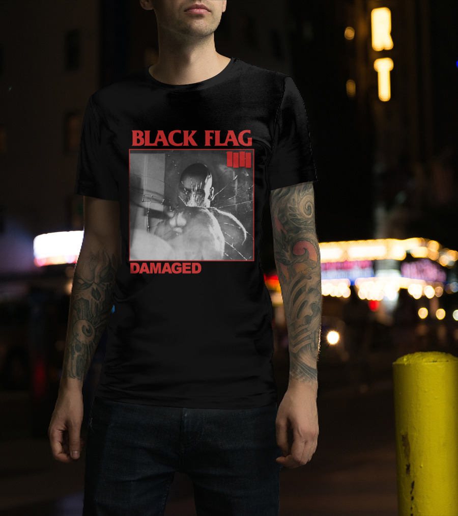 Black Flag Damaged Three Bars T-Shirt