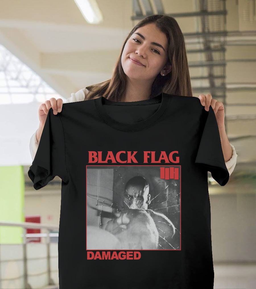 Black Flag Damaged Three Bars T-Shirt