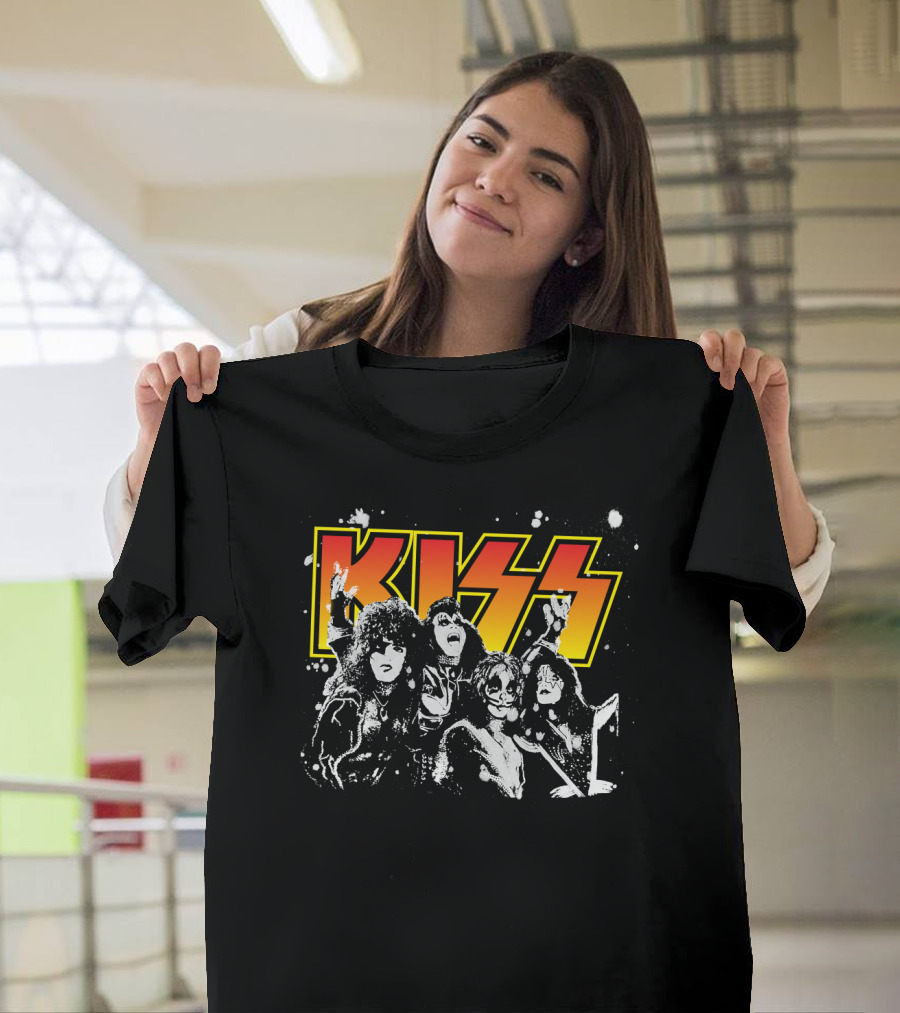 Kiss Band Black And White Group Photo T-Shirt