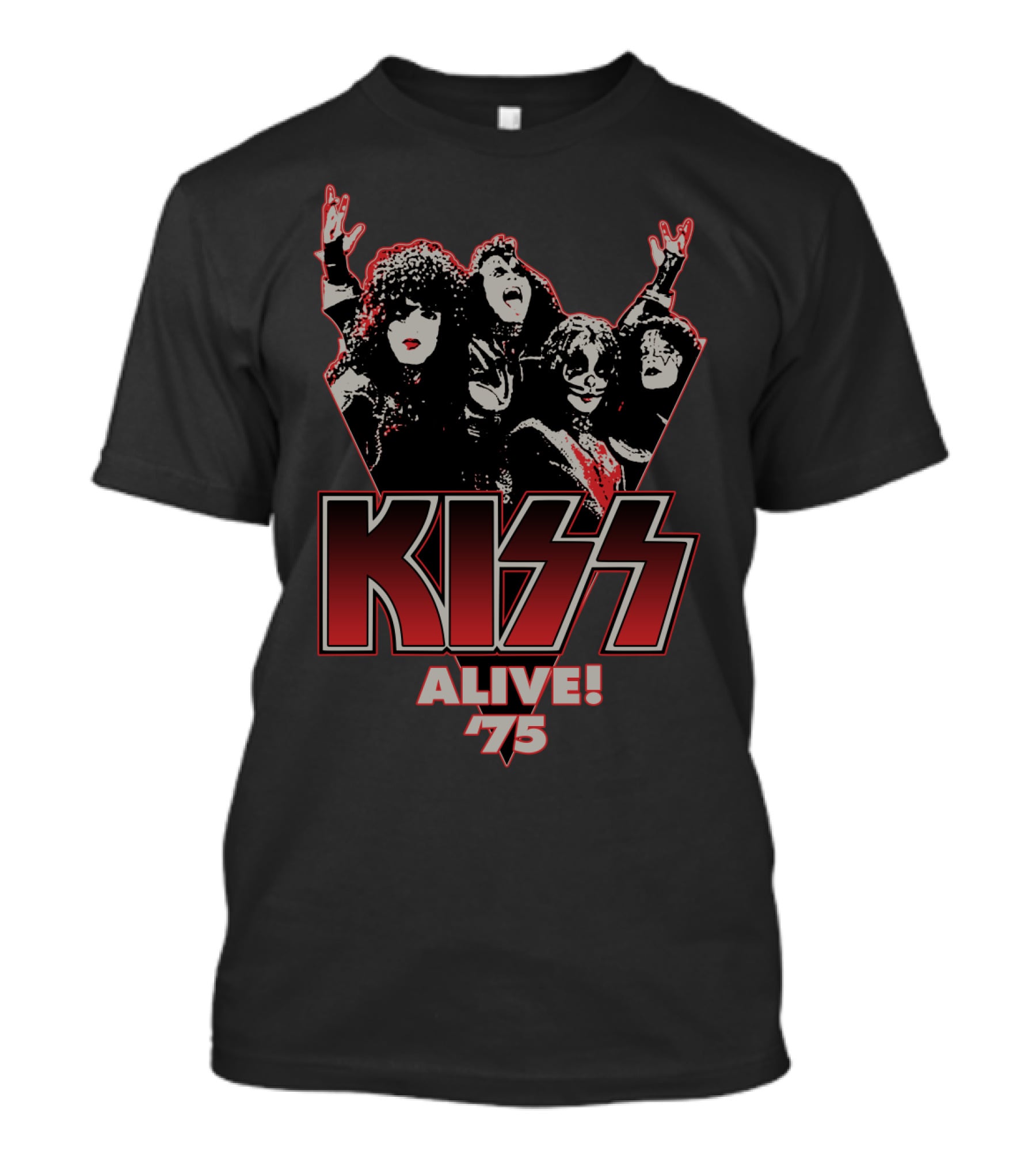 Kiss Alive 75 Concert Tour Poster Iconic Band Members T-Shirt