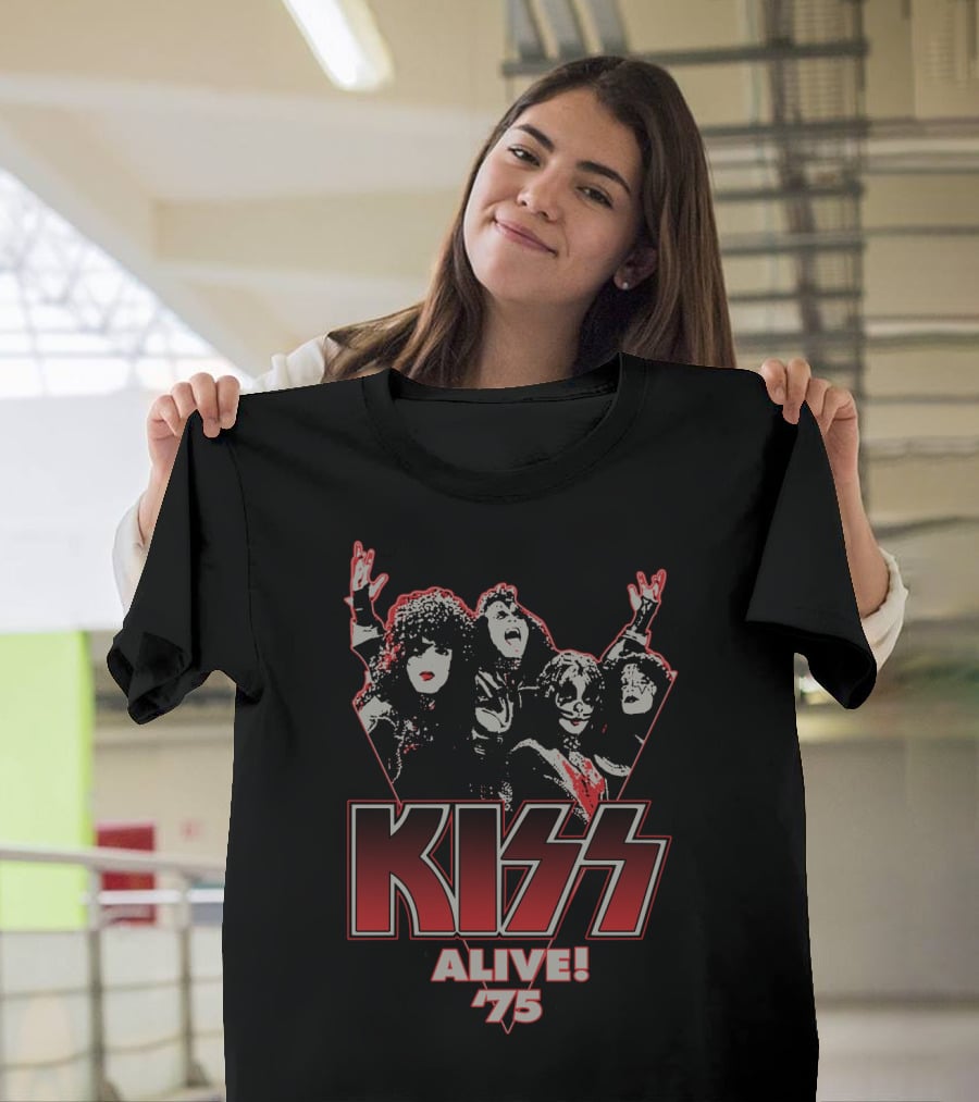 Kiss Alive 75 Concert Tour Poster Iconic Band Members T-Shirt