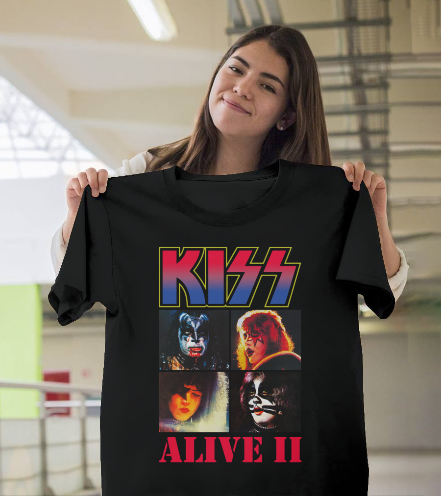 Kiss Alive Ii Classic Band Members Photo Collage T-Shirt