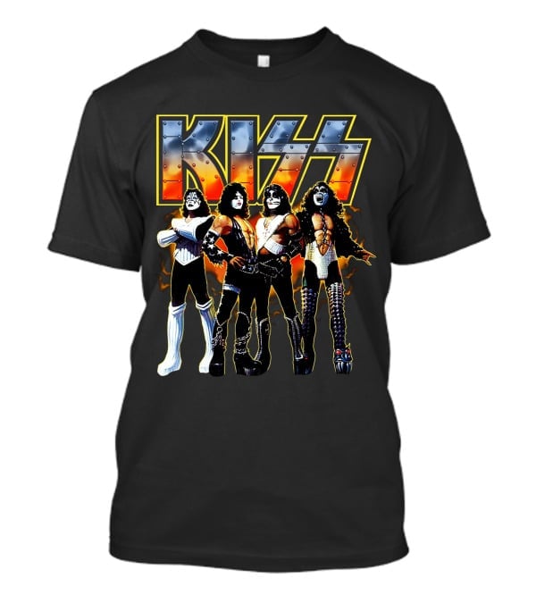 Kiss Band Members In Iconic Rock Style T-Shirt