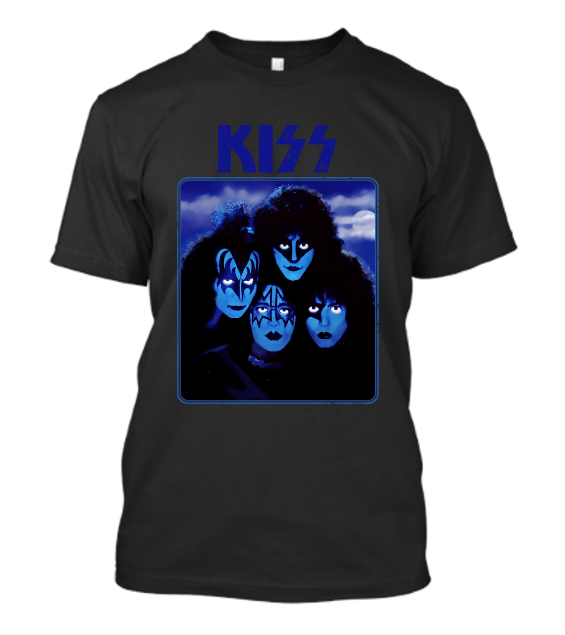 Kiss Band Portrait In Blue T-Shirt