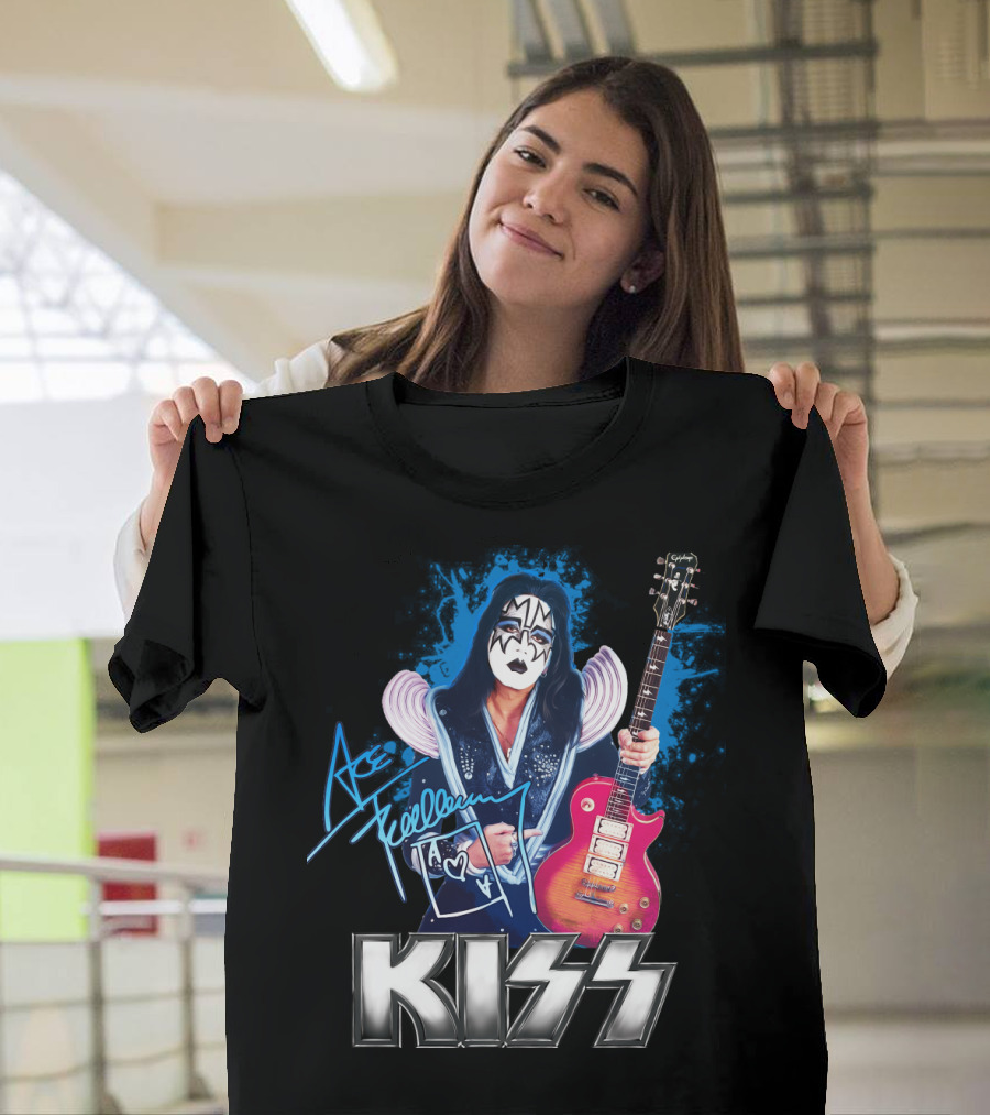 Kiss Ace Frehley Signature Graphic Guitar Art T-Shirt