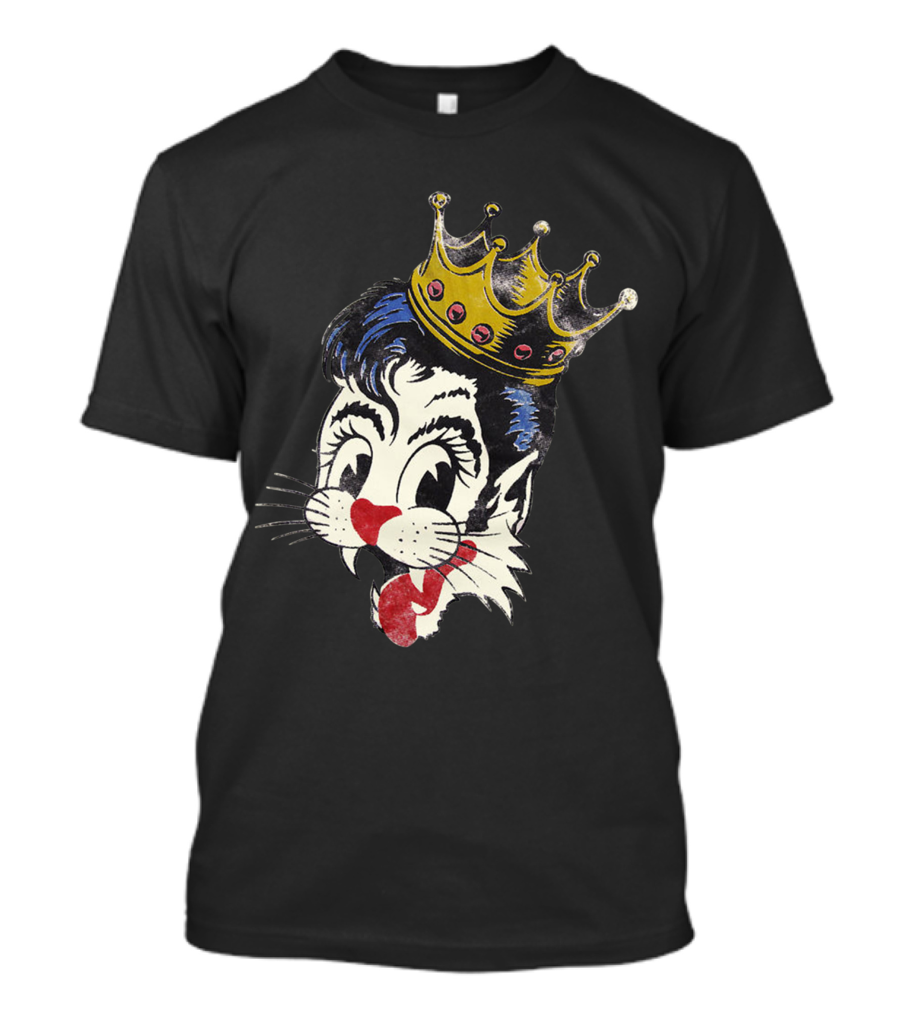 Kiss Cat King Retro Mascot Style With Crown T-Shirt