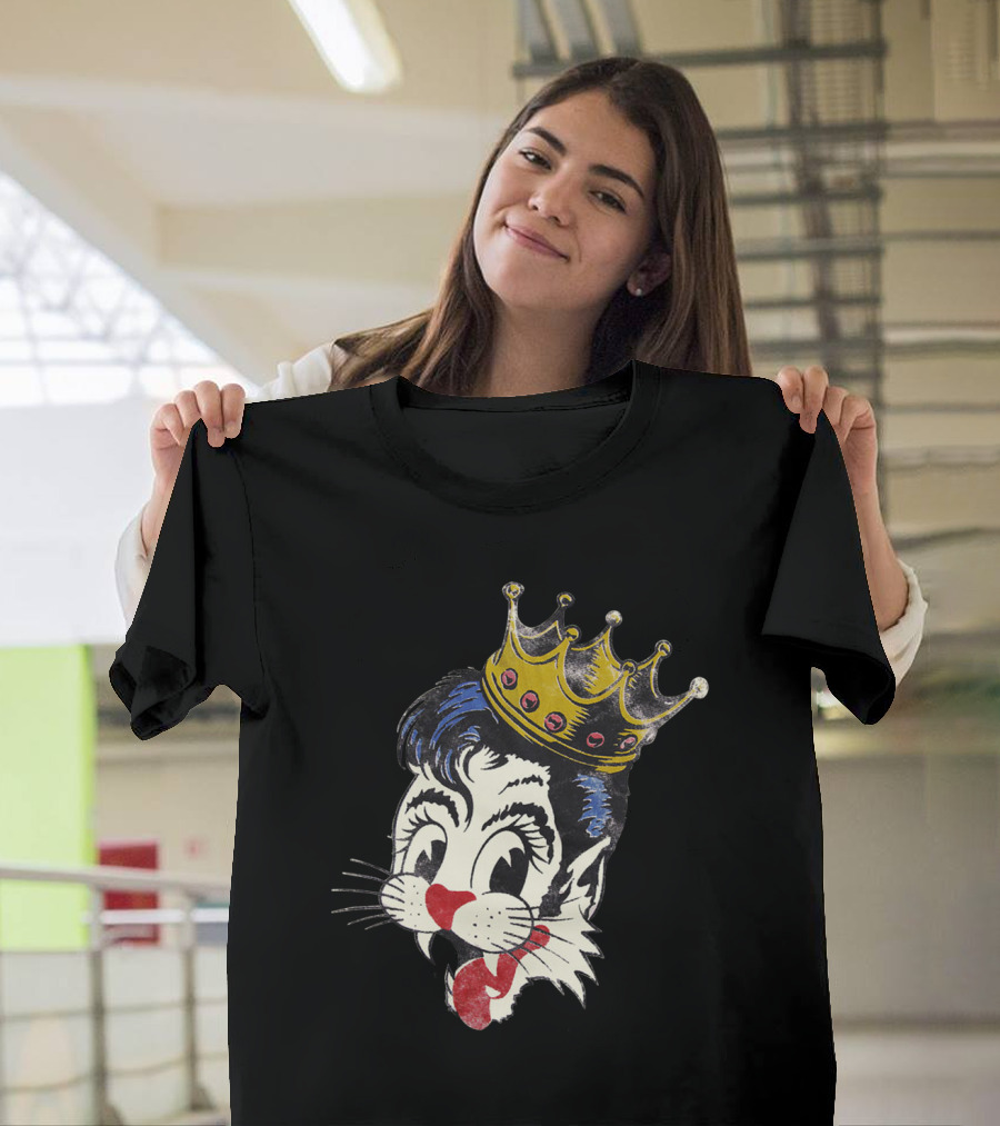 Kiss Cat King Retro Mascot Style With Crown T-Shirt