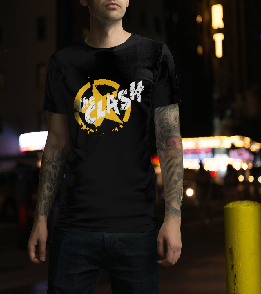 The Clash Star Logo Distressed Style Yellow And White T-Shirt