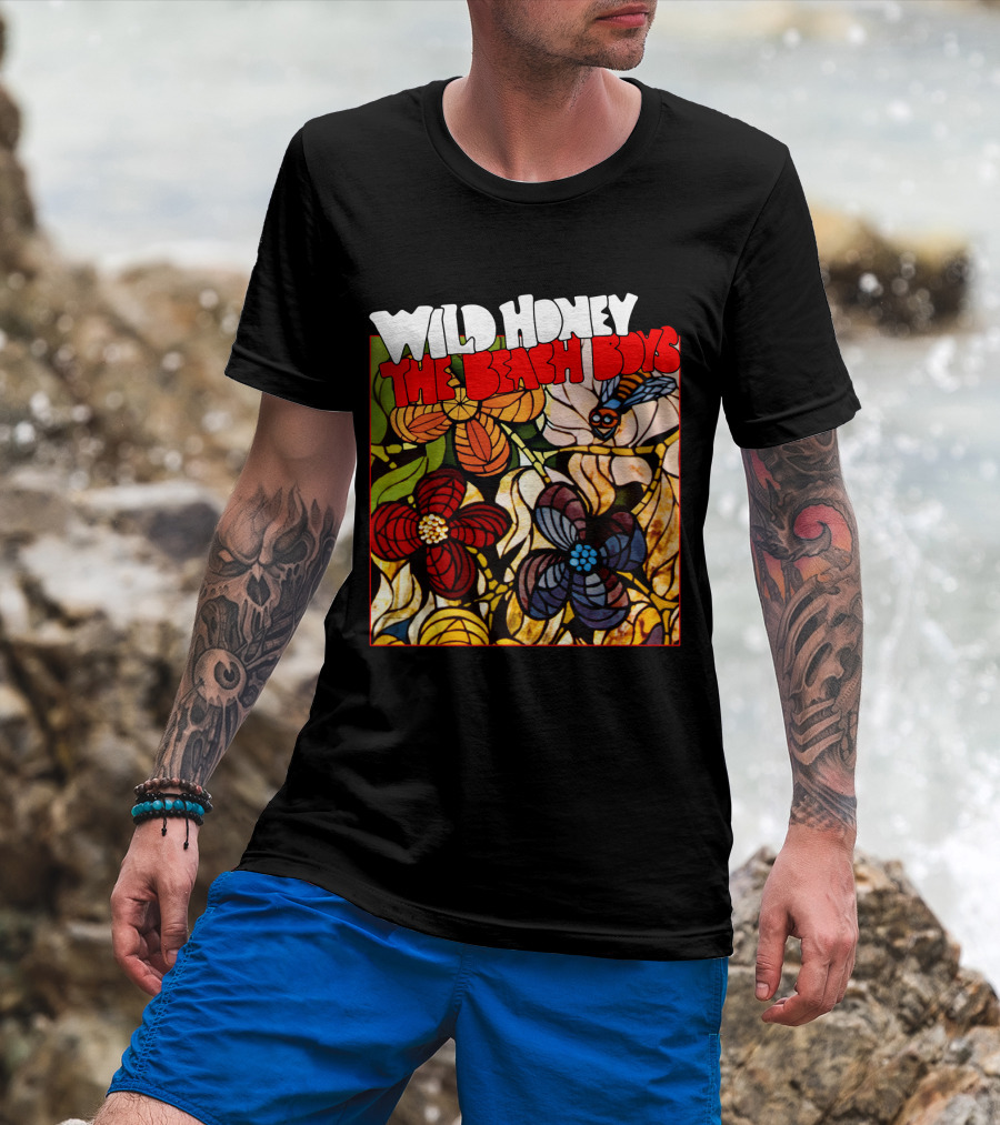 Wild Honey The Beach Boys Flowers And Bee Stained Glass Style T-Shirt