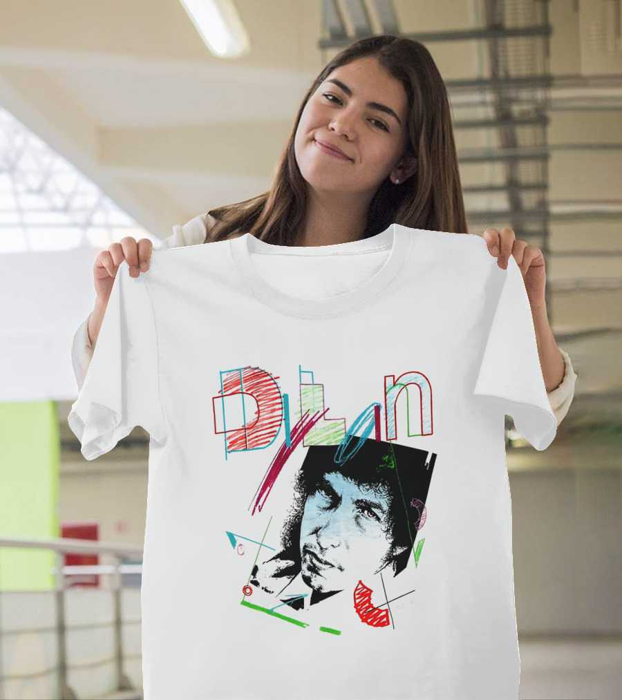 Dylan Graphic Portrait With Colorful Abstract Elements T-Shirt