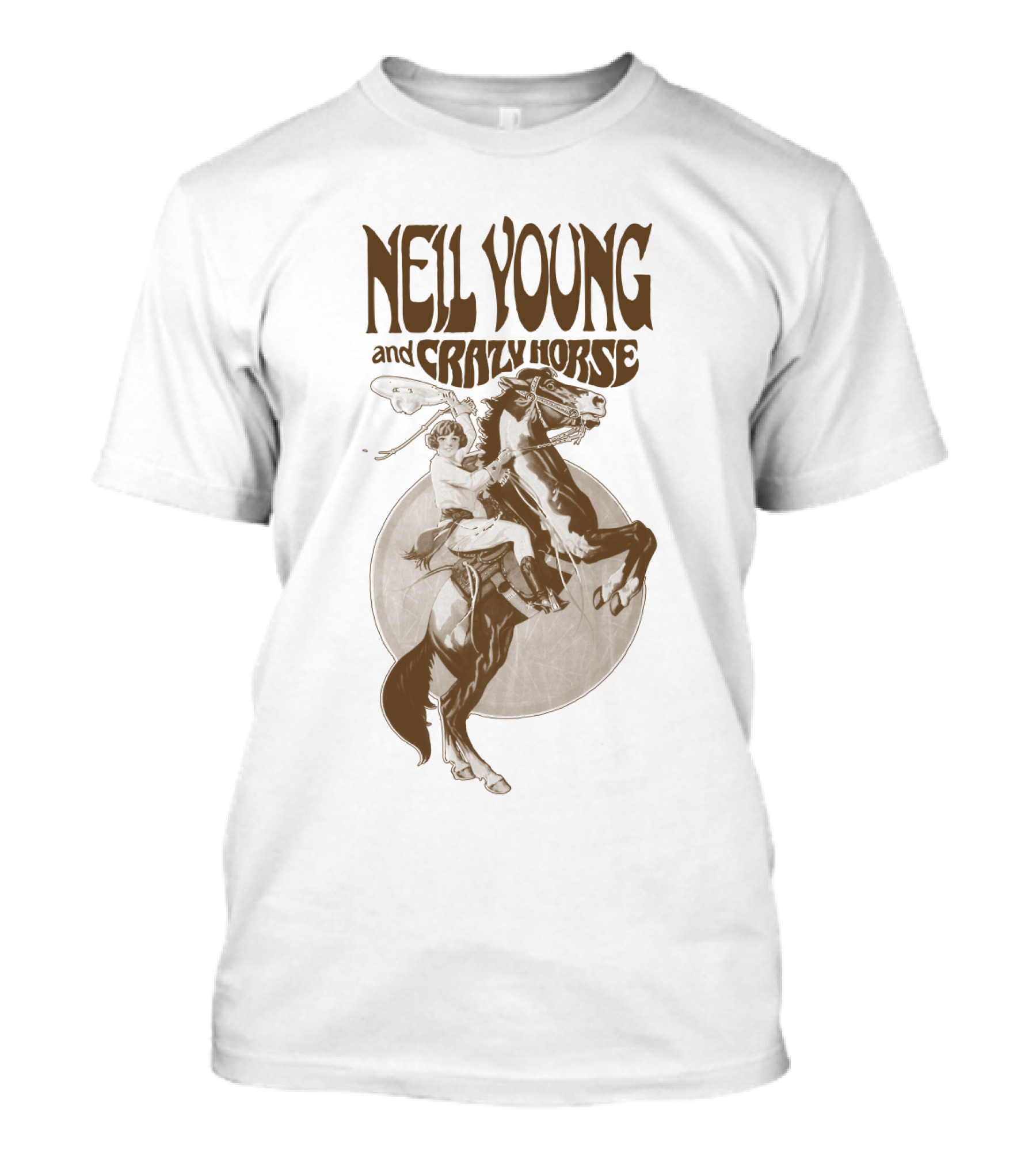 Neil Young And Crazy Horse Cowboy Rider Retro Style T-Shirt