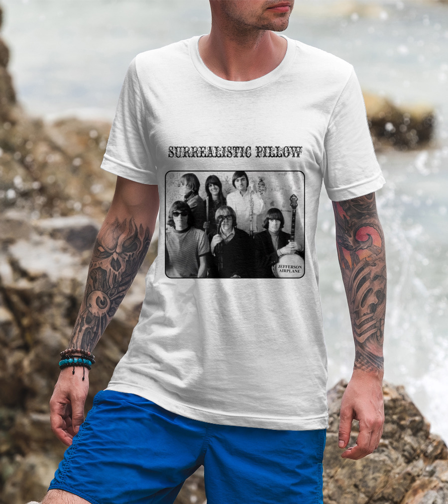 Surrealistic Pillow Jefferson Airplane Album Cover Black And White Photography T-Shirt