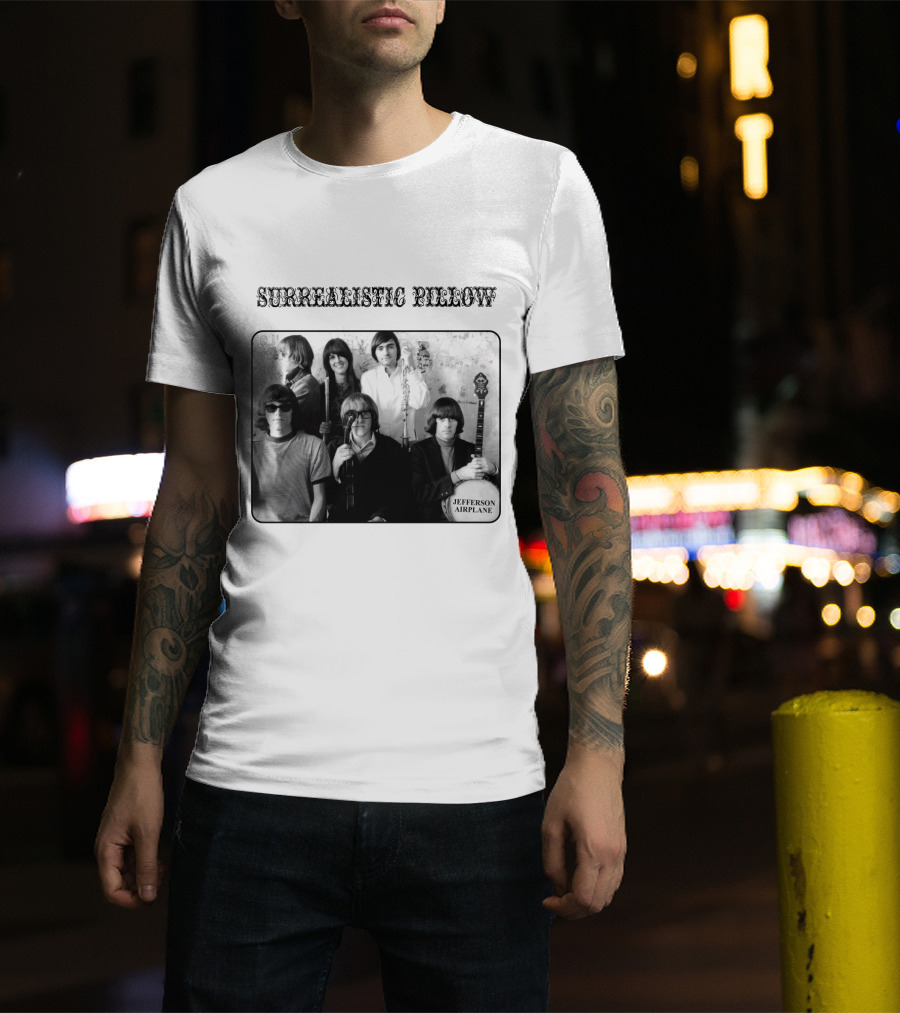 Surrealistic Pillow Jefferson Airplane Album Cover Black And White Photography T-Shirt