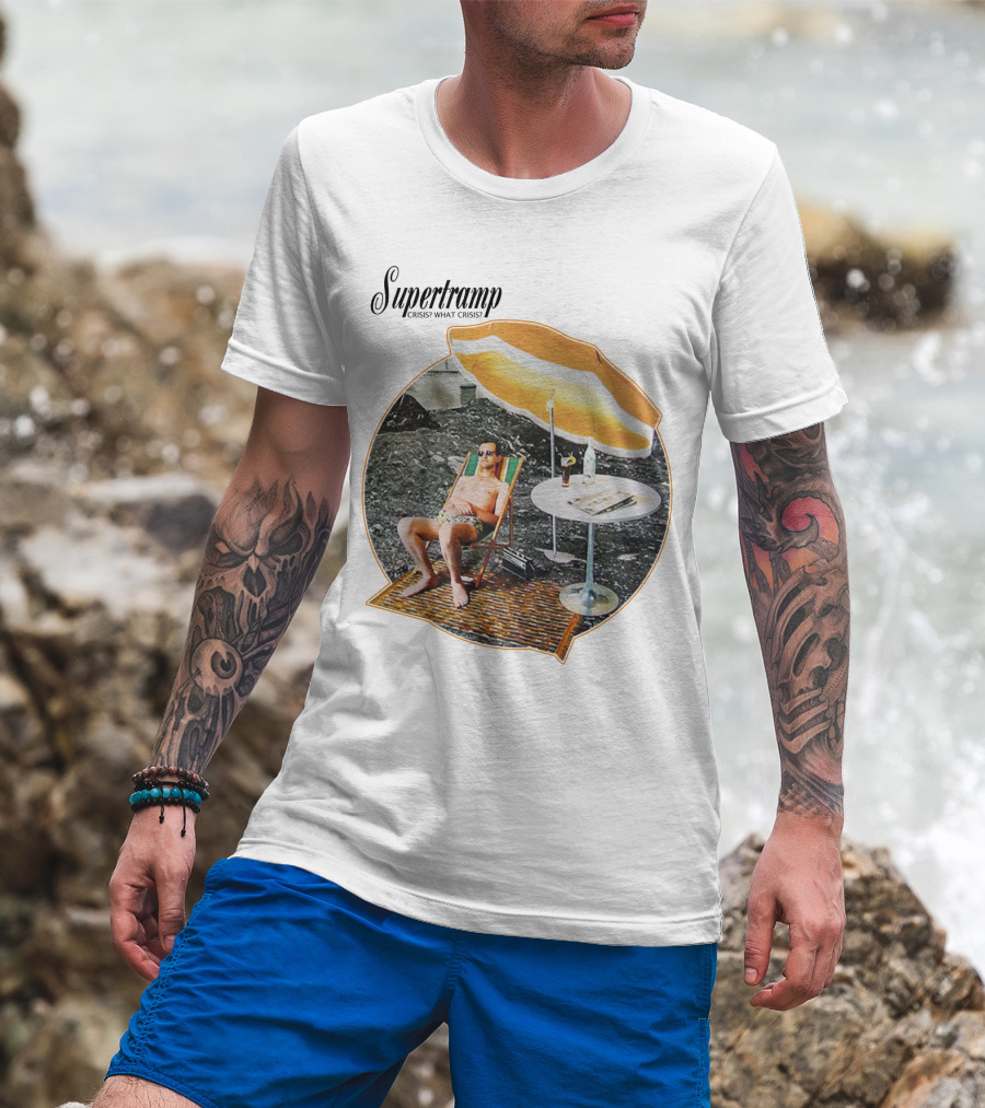Supertramp Crisis? What Crisis? 1975 Album Art Beach Scene T-Shirt