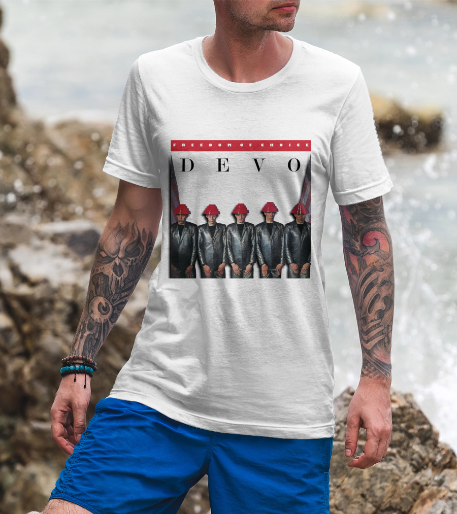 Freedom Of Choice Devo Red Hat Band Members T-Shirt