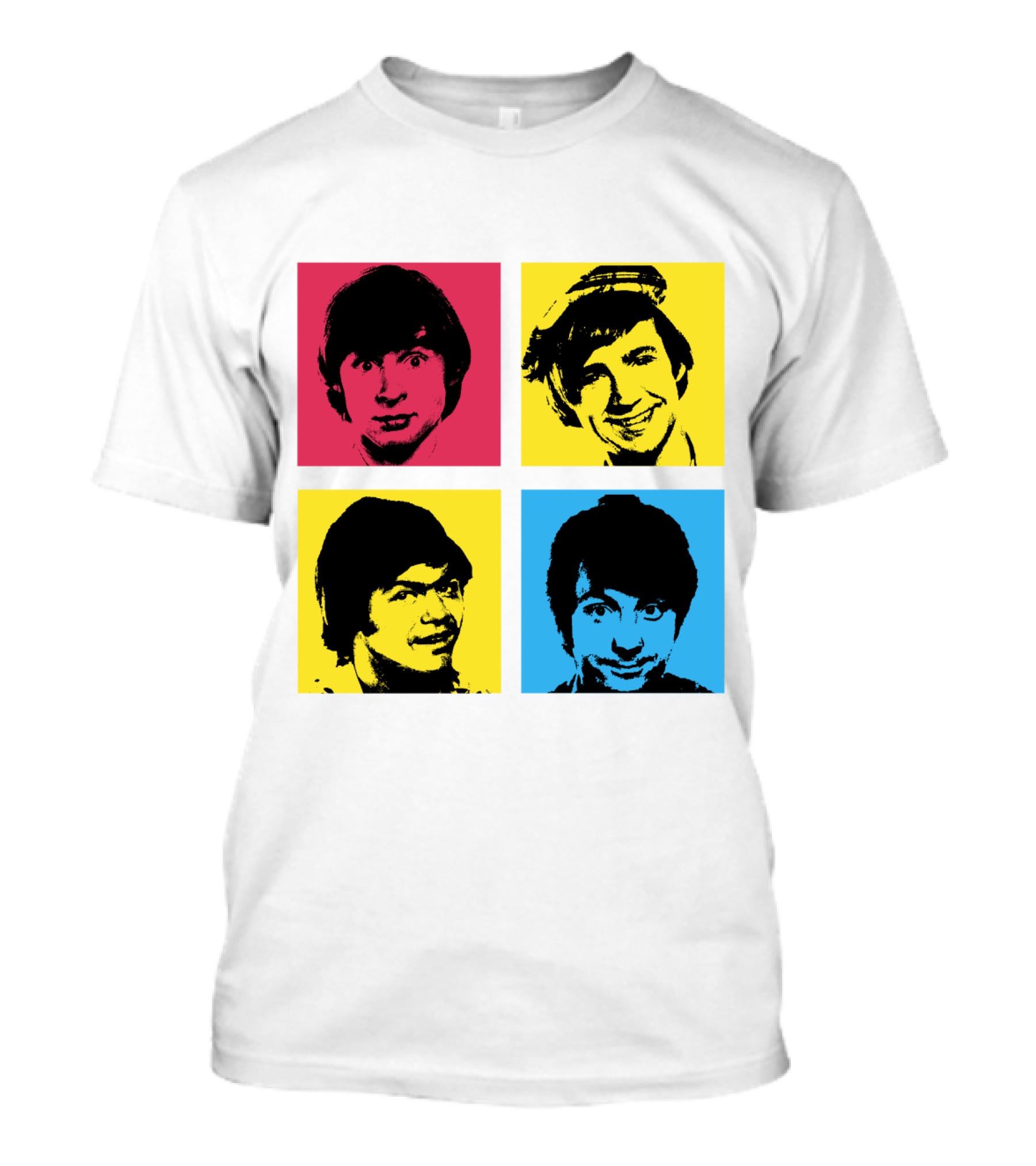 Pop Art Faces In Red Yellow Blue T-Shirt