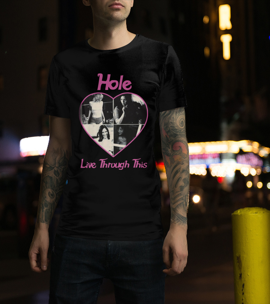 Hole Live Through This Heart Collage T-Shirt