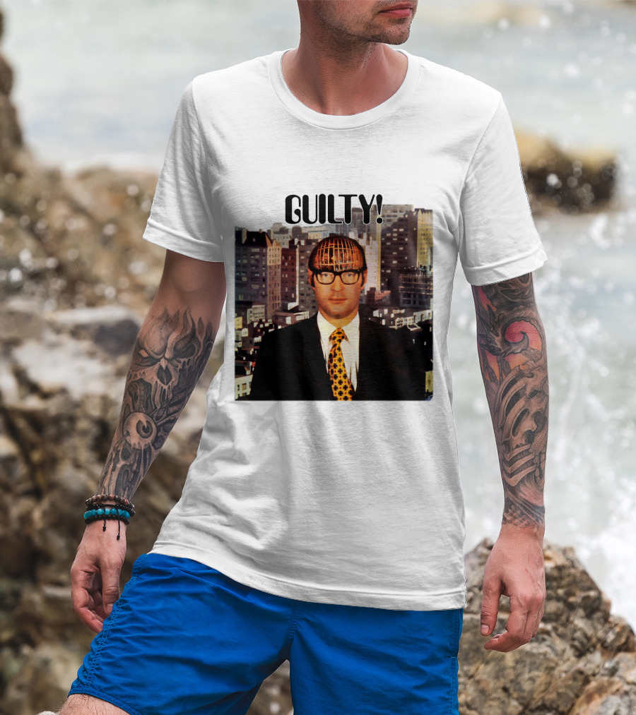 Guilty! Man With Cityscape Cage Head T-Shirt