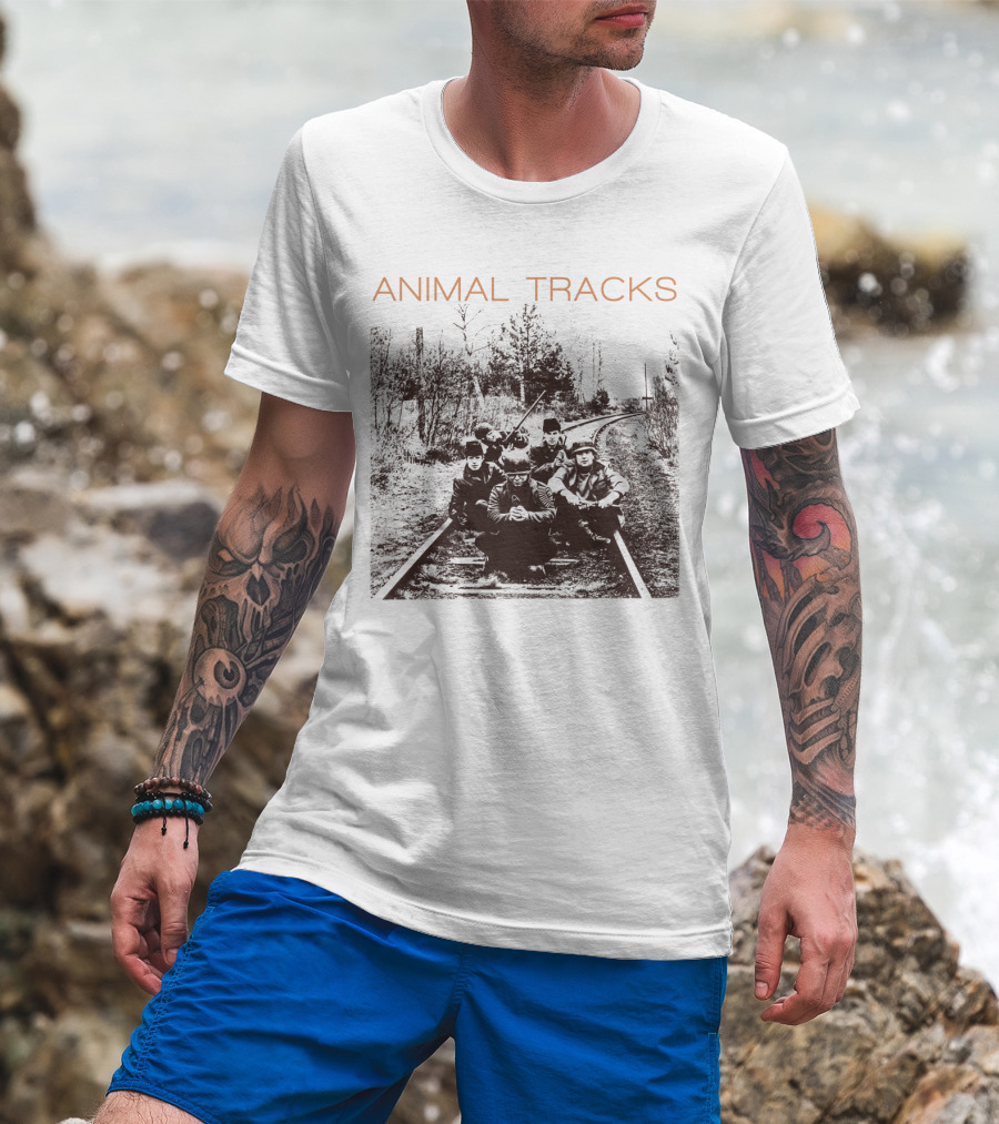 Animal Tracks Vintage Railroad Photo T-Shirt