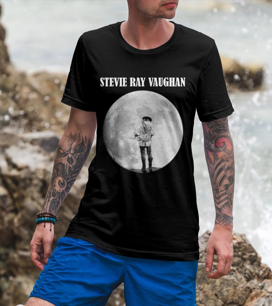 Stevie Ray Vaughan Moon Guitar Silhouette T-Shirt