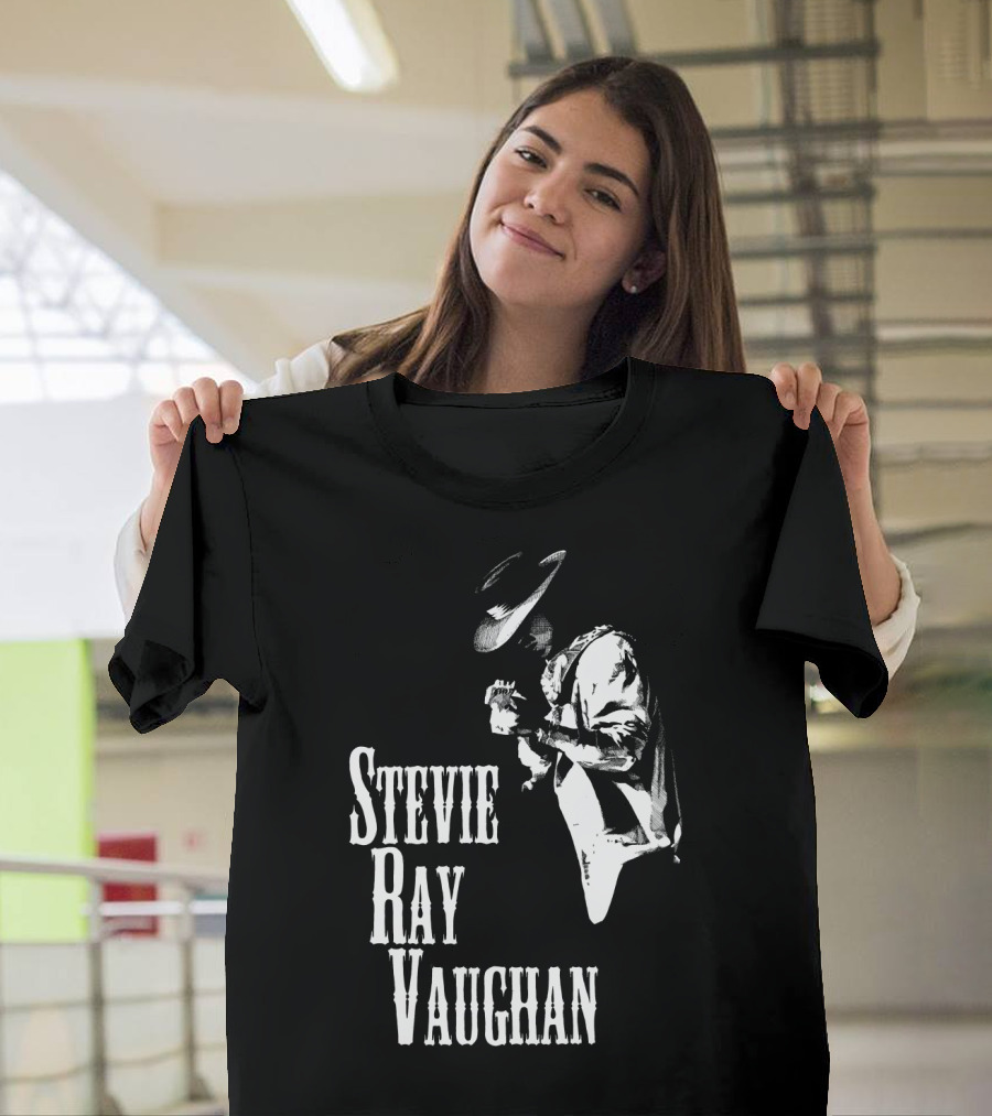 Stevie Ray Vaughan Black And White Silhouette T-Shirt