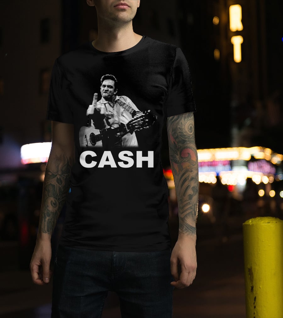Cash Middle Finger Guitar Iconic Pose T-Shirt