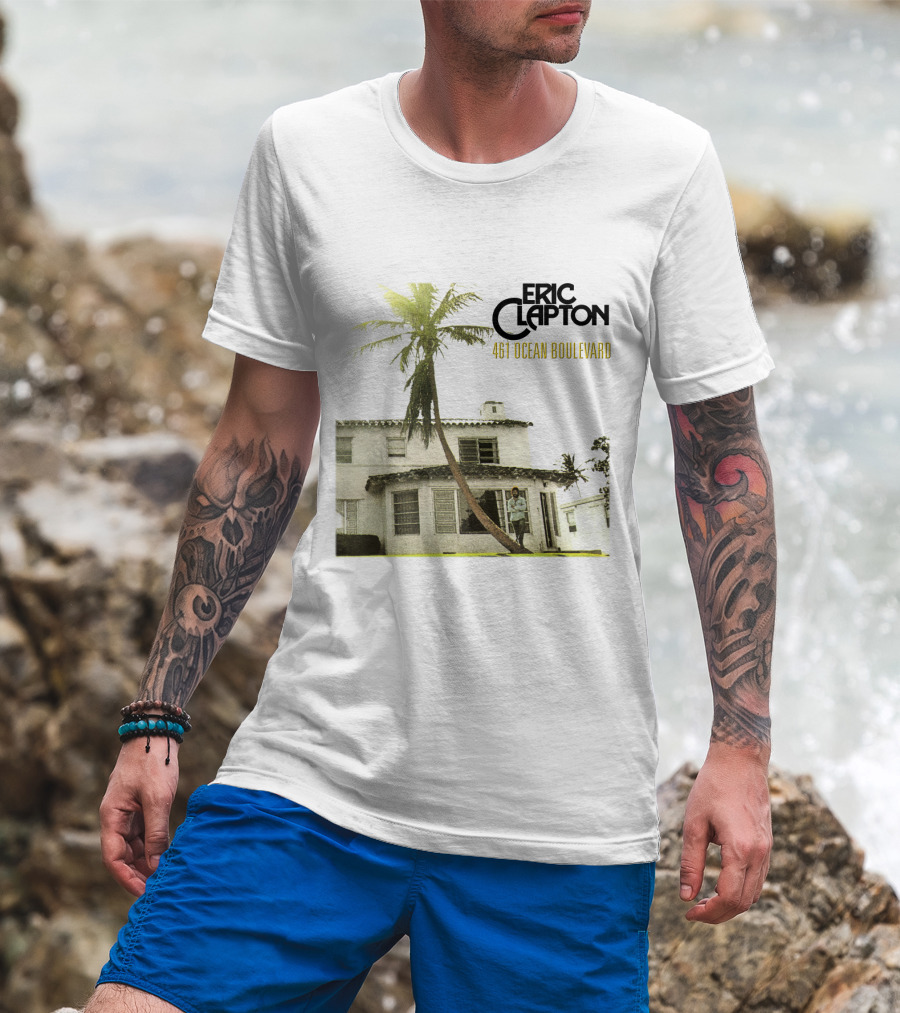Eric Clapton 461 Ocean Boulevard Album Cover Palm Tree House T-Shirt