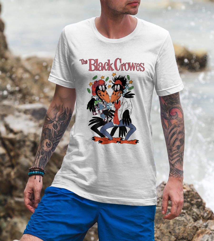 The Black Crowes Comic Duo With Stars And Spirals T-Shirt