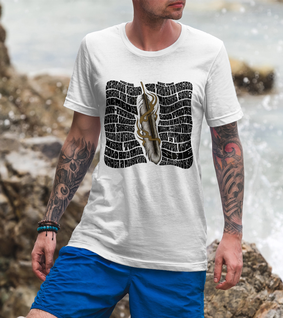 Serious Poetry She Talks To Angels Remedy Cold Roses Feather Artwork T-Shirt