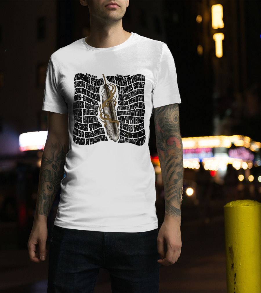 Serious Poetry She Talks To Angels Remedy Cold Roses Feather Artwork T-Shirt