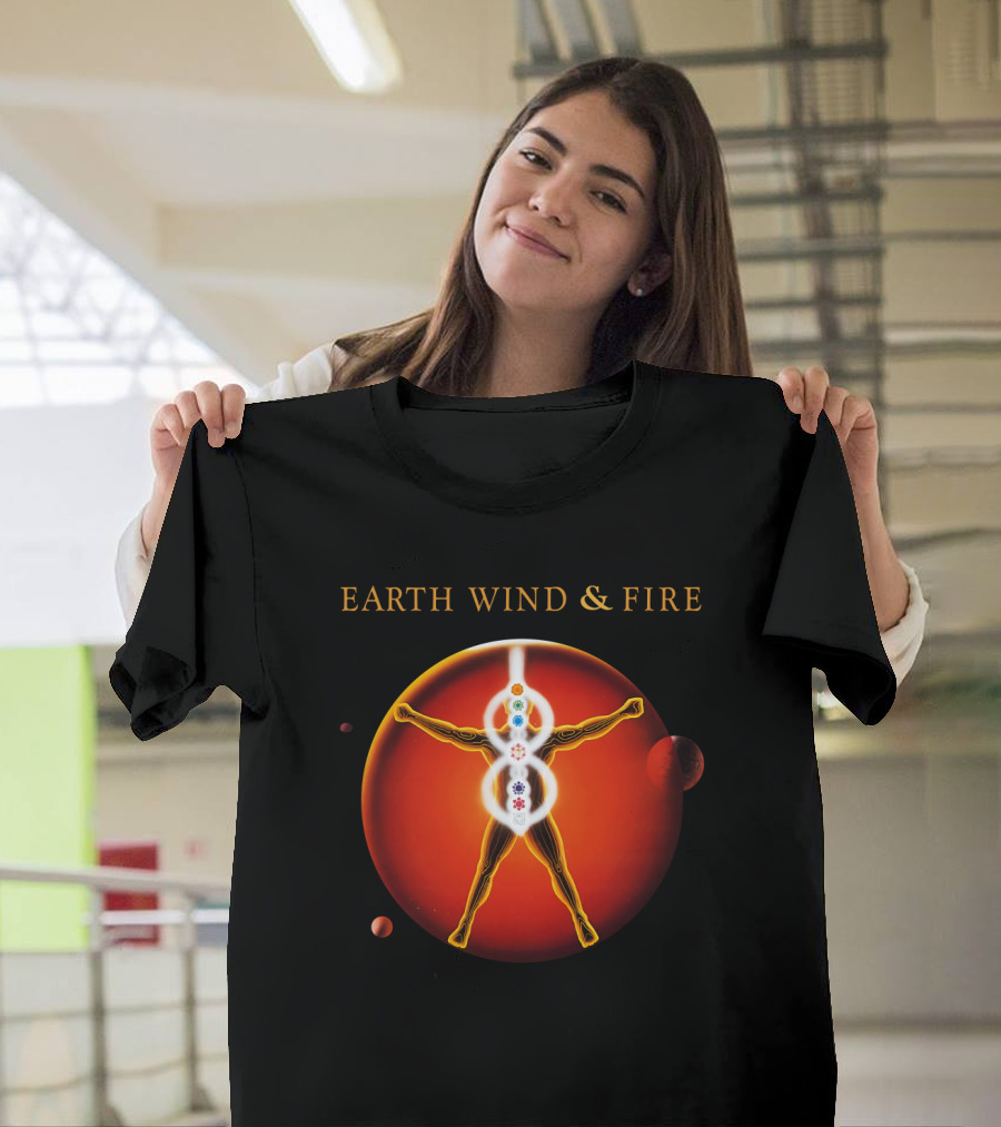Earth Wind & Fire Ewf Human Chakra On Planet Red T-Shirt