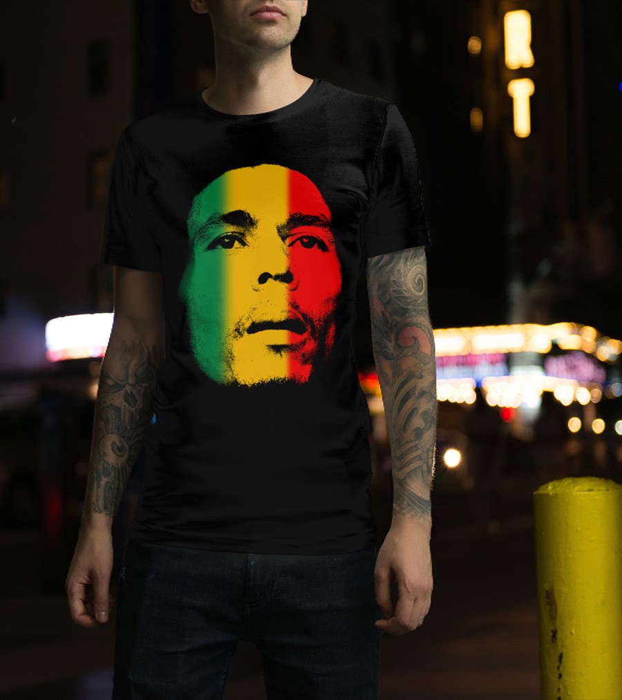 Bml Rasta Face Green Yellow Red T-Shirt