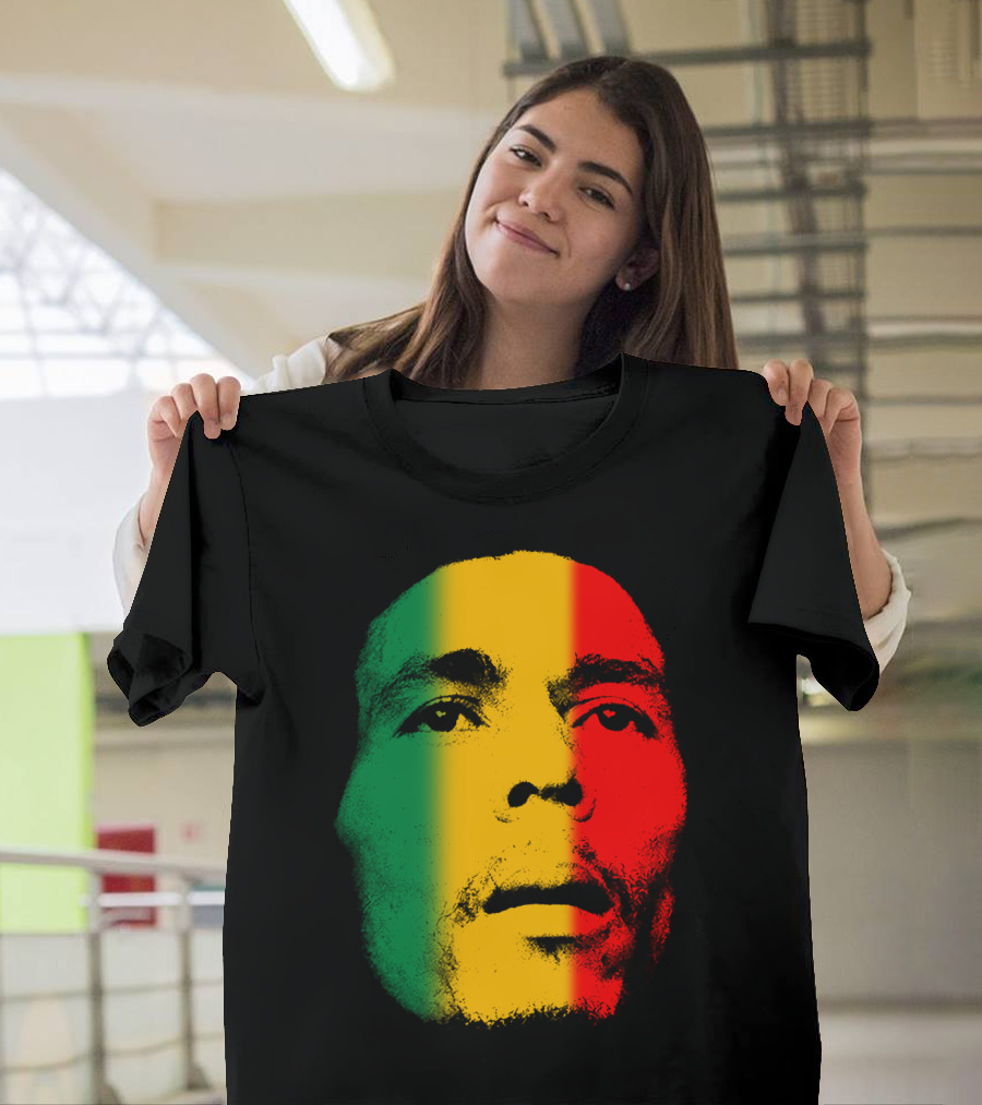 Bml Rasta Face Green Yellow Red T-Shirt
