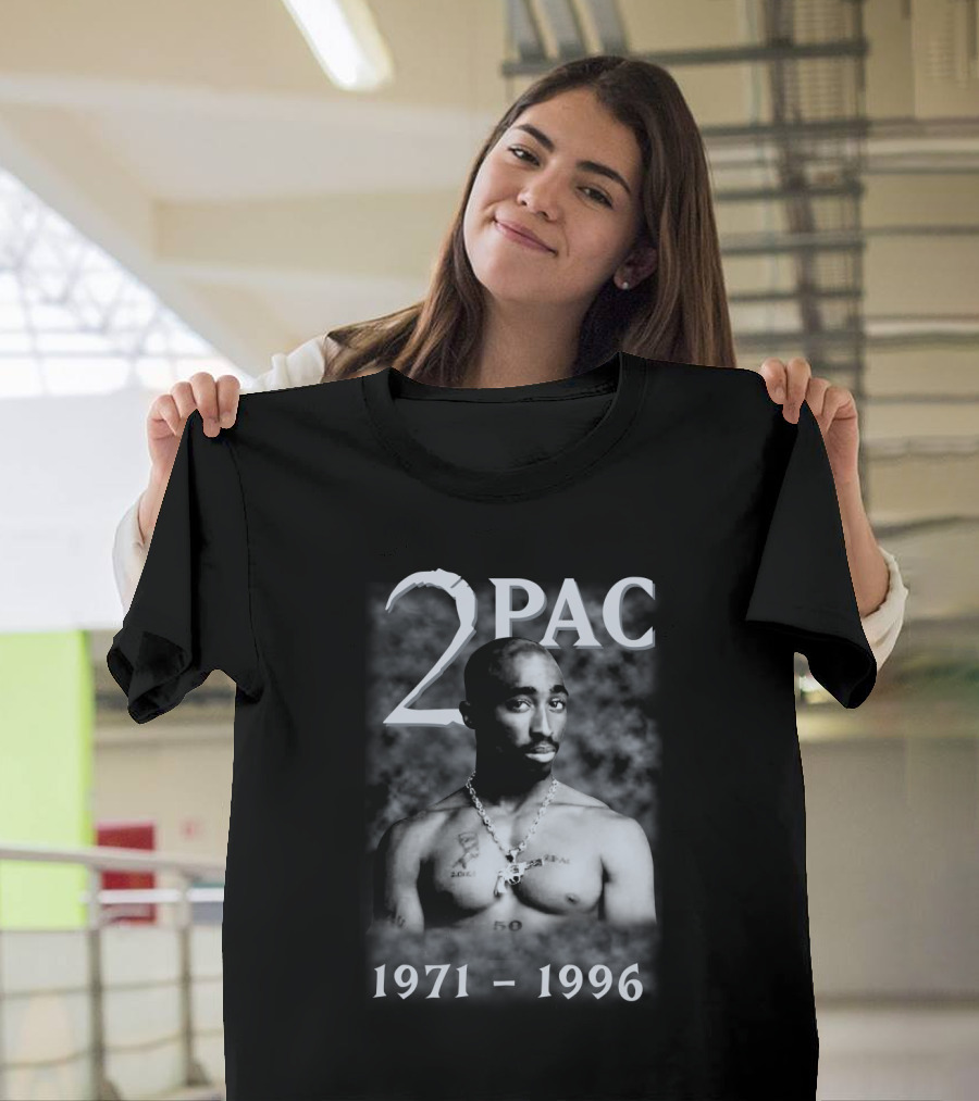 2Pac 1971-1996 Tribute Featuring Iconic Black And White T-Shirt