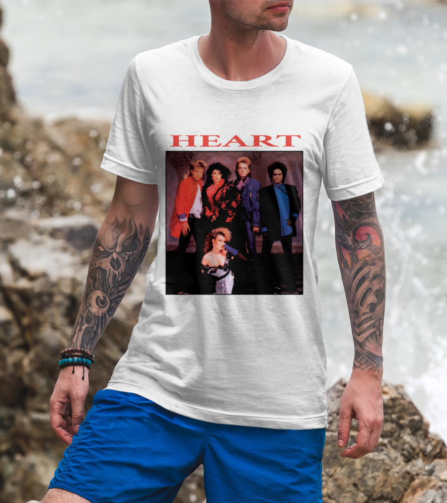 Heart Band Group Photo With Bold Red T-Shirt