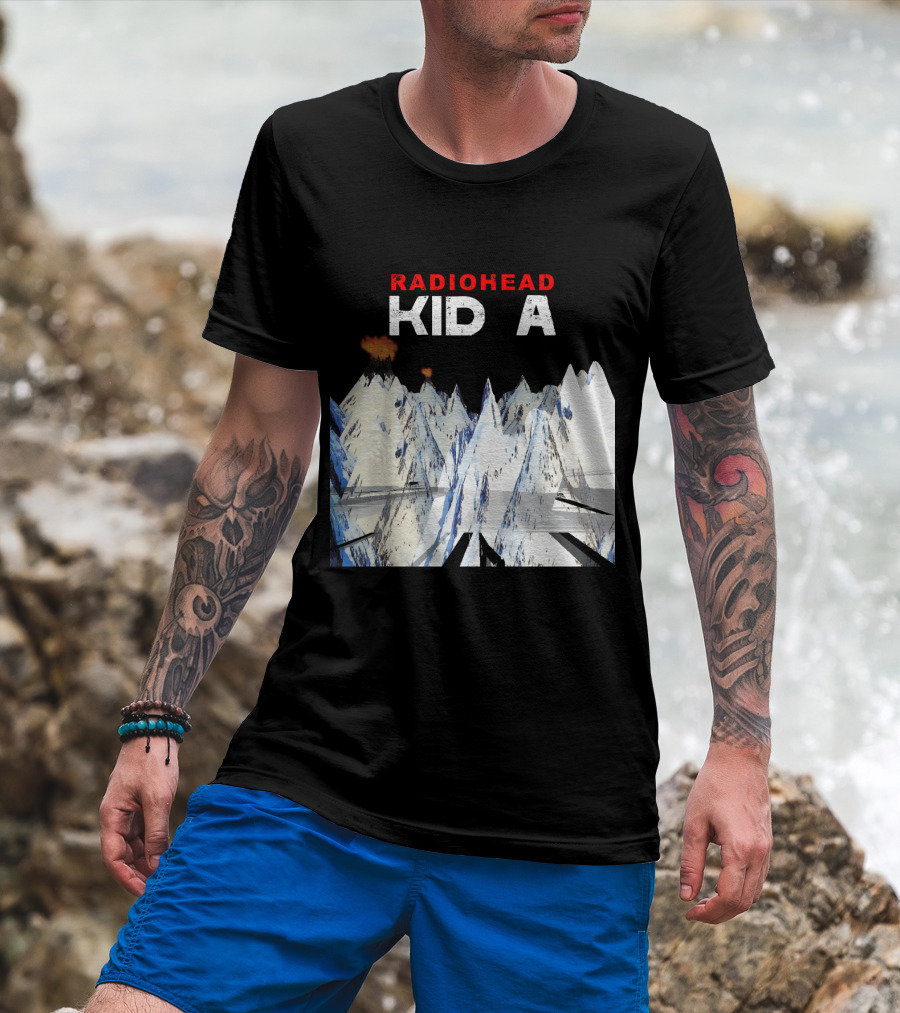 Radiohead Kid A Snow-Capped Mountain Explosion Scene T-Shirt