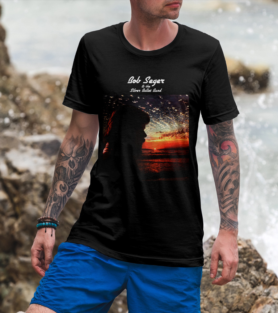 Bob Seger & The Silver Bullet Band Sunset Ocean Silhouette Scene T-Shirt