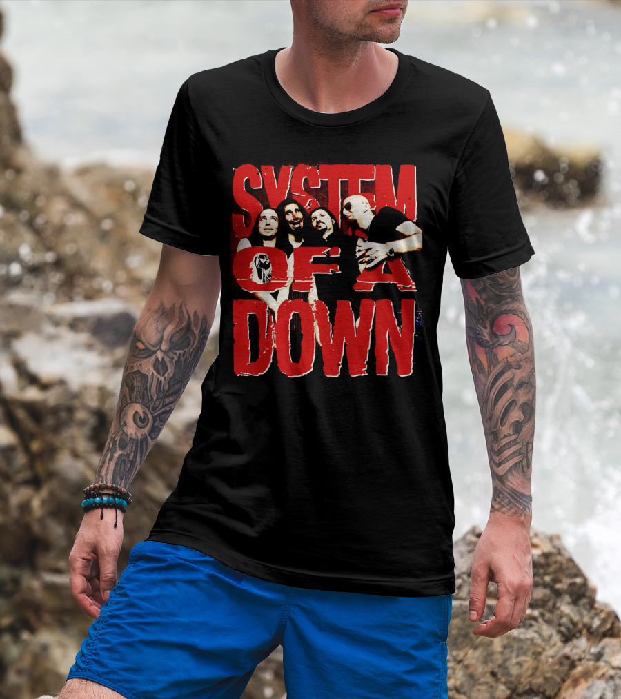 System Of A Down Band Members Red T-Shirt
