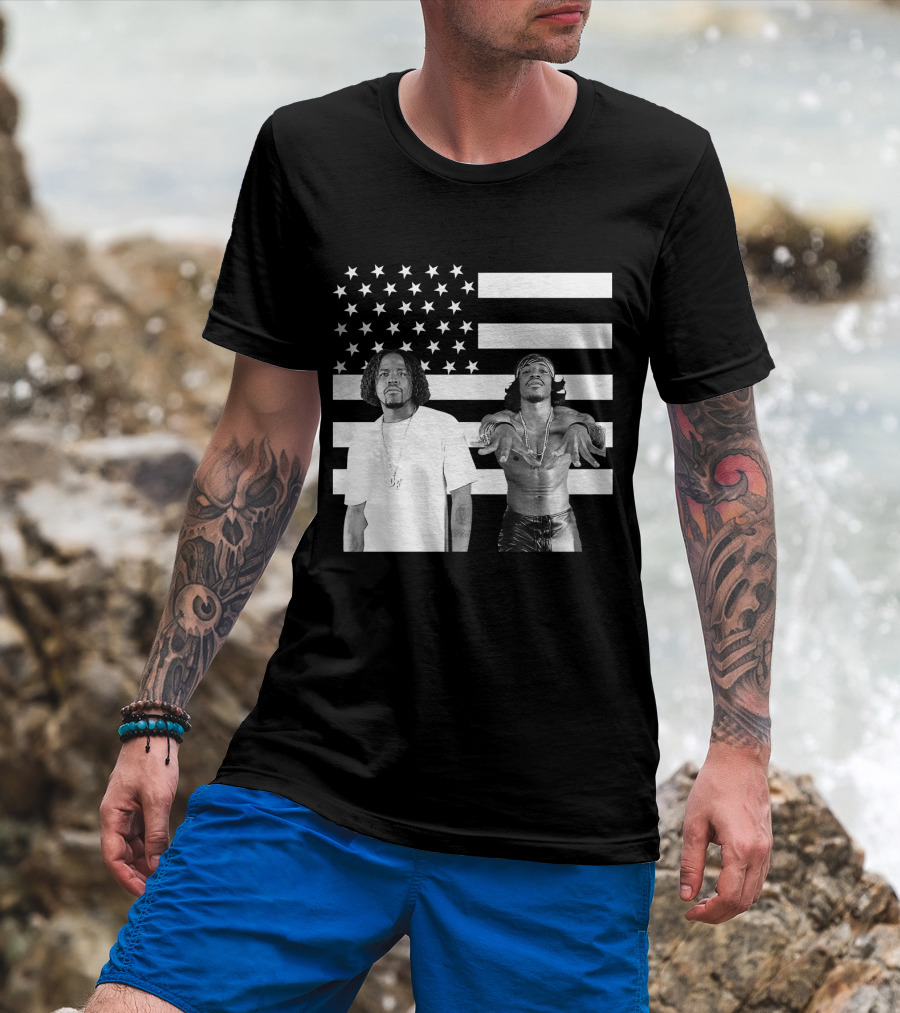 Outkast American Flag Style Black And White Duo T-Shirt