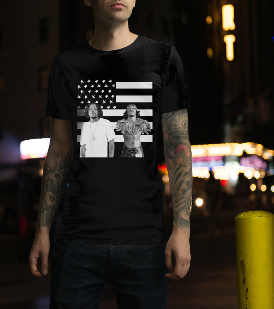 Outkast American Flag Style Black And White Duo T-Shirt