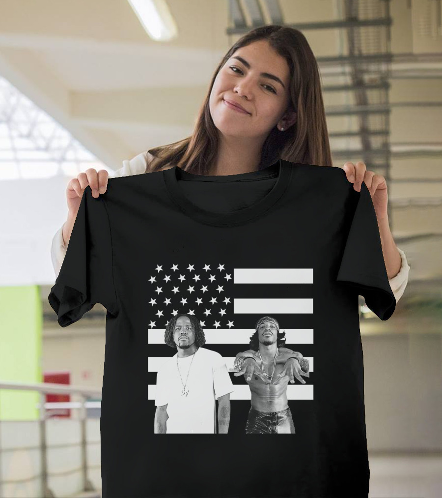 Outkast American Flag Style Black And White Duo T-Shirt